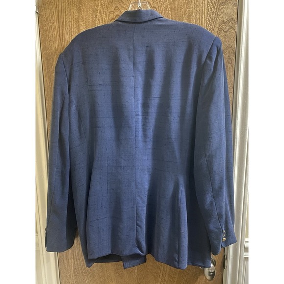 Vintage Silkland 100% Silk Navy Blue Blazer Gold Buttons Oversized Fit Size 14 - Picture 10 of 16